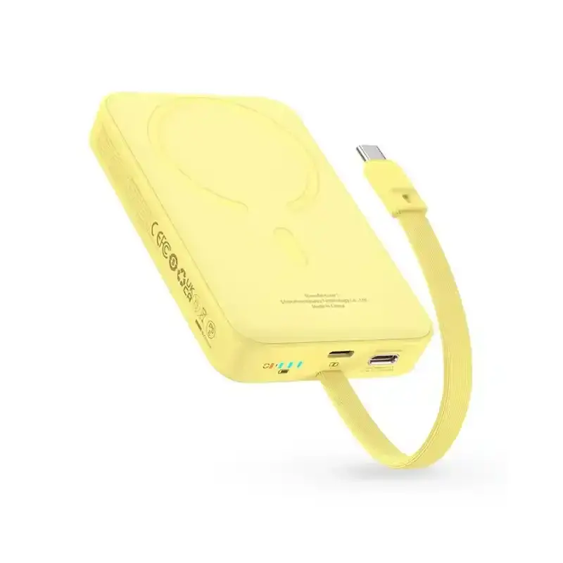 پاوربانک مگنتی باسئوس مدل Magnetic Mini Wireless ظرفیت 10000 میلی‌آمپر ساعت